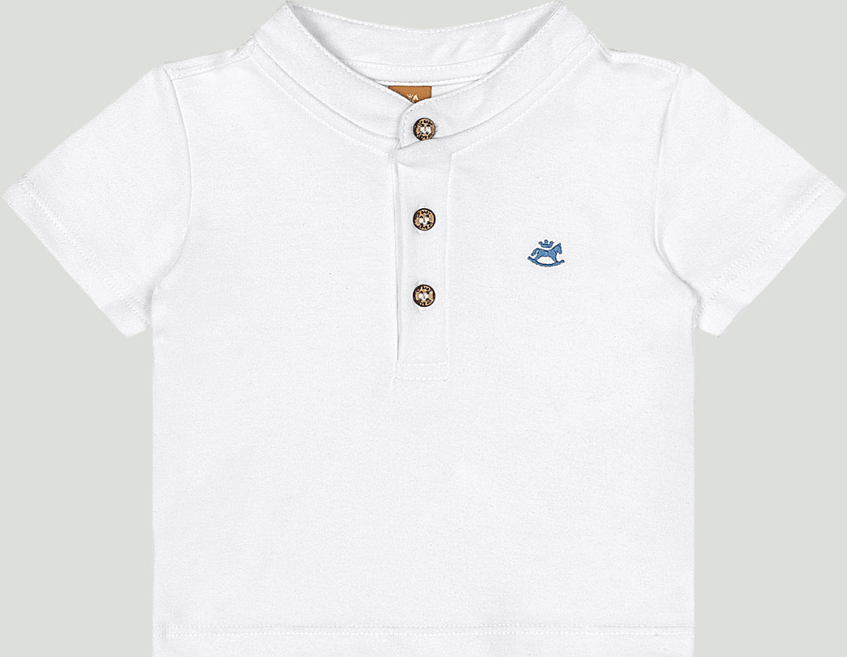 Set conjunto camisa blanca henley short rayas azul bebe niño Up Baby 46977-000101