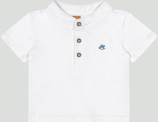 Set conjunto camisa blanca henley short rayas azul bebe niño Up Baby 46977-000101