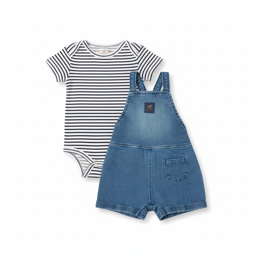 Set 2 piezas mameluco overall jeans bebe niño niña Up Baby 46993-193921