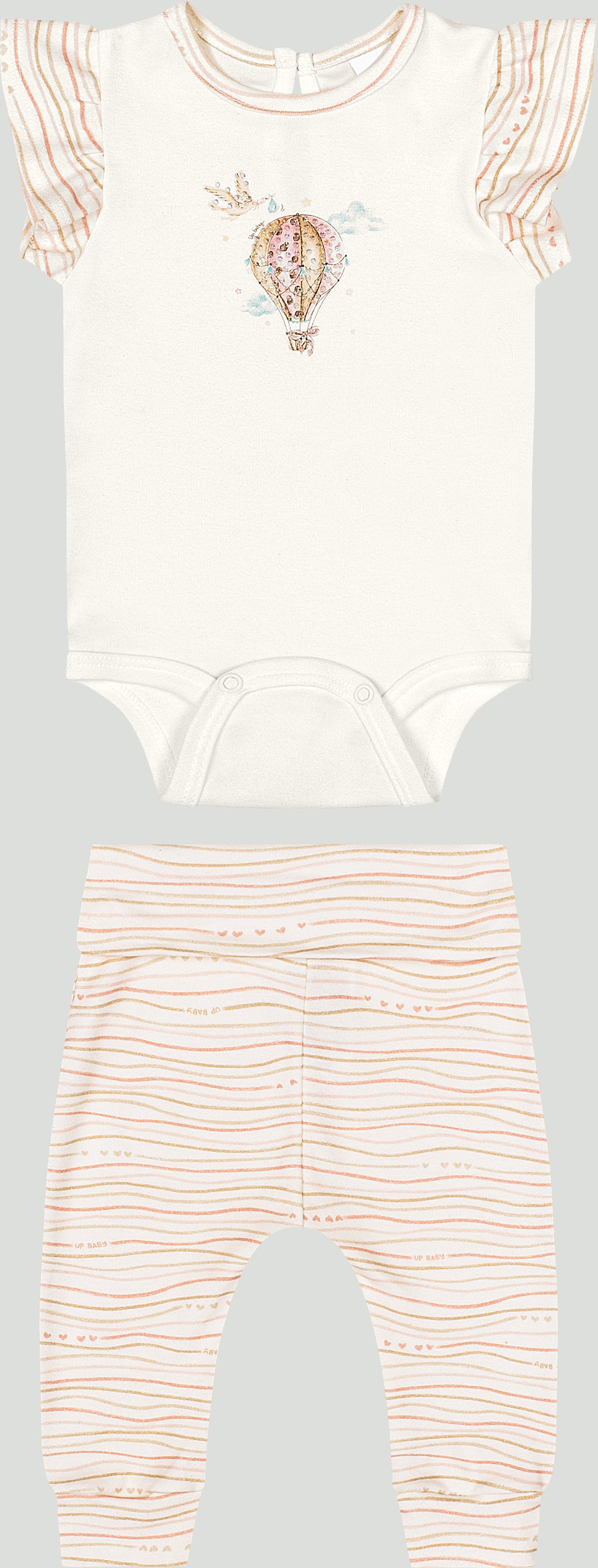 Set conjunto 2 piezas camisa blanca globo pantalon beige 47001-000106