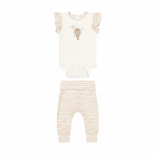Set conjunto 2 piezas camisa blanca globo pantalon beige 47001-000106