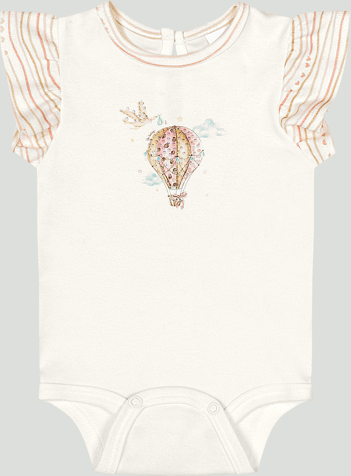 Set conjunto 2 piezas camisa mameluco blanco pantalón beige bebe niña Up Baby 470001-000106 salida hospital