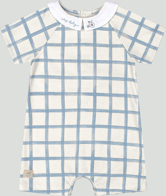 Mameluco cuadros beige azul bebe niño Up Baby 47015-DIG398