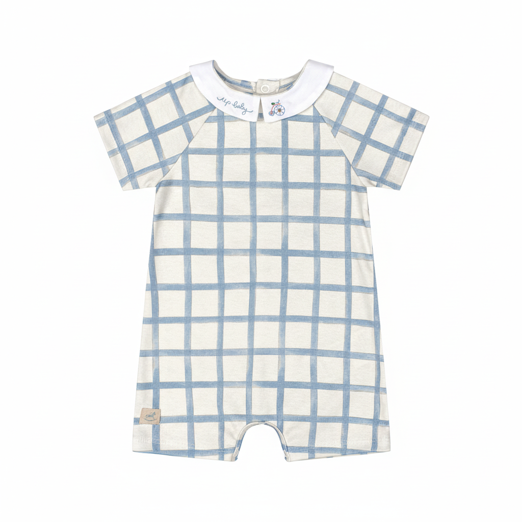 Mameluco cuadros beige azul bebe niño Up Baby 47015-DIG398