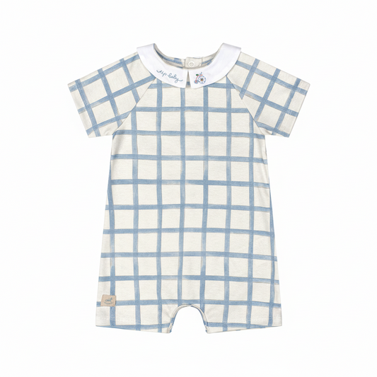 Mameluco cuadros beige azul bebe niño Up Baby 47015-DIG398