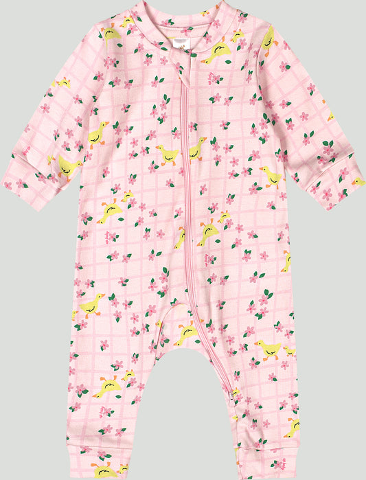 Pijama mameluco pato flores rosadas bebe niña Up Baby 47023-XAD064 salida hospital
