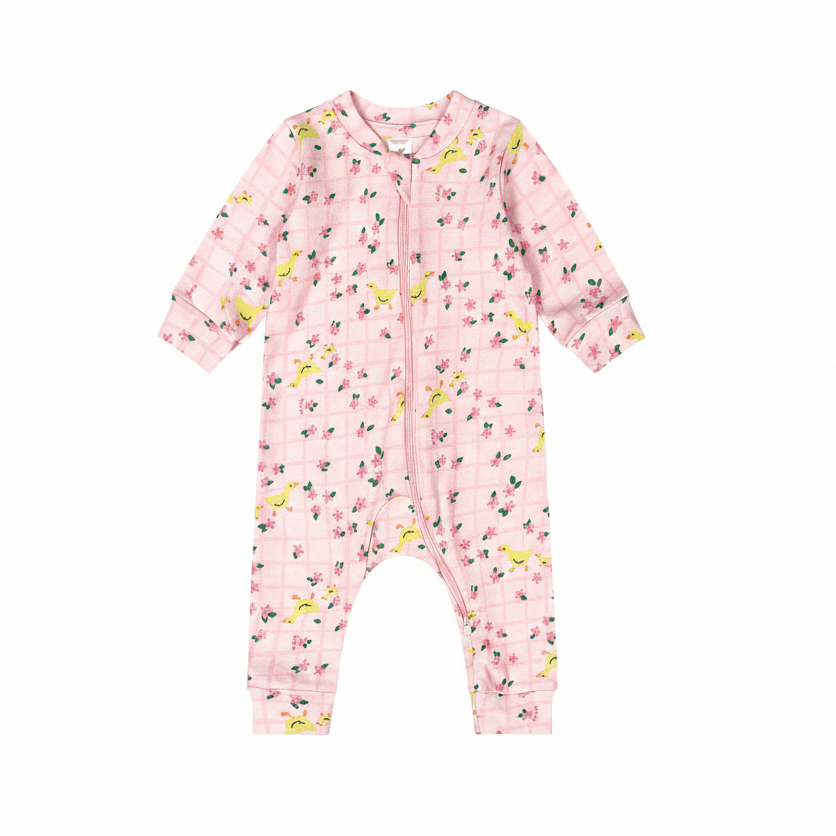 Pijama mameluco pato flores rosadas bebe niña Up Baby 47023-XAD064 salida hospital