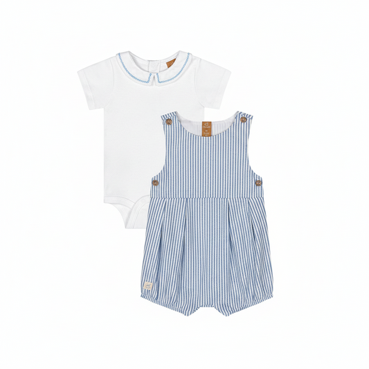 Set conjunto camisa mameluco blanco overall azul bebe niño niña Up Baby 47072-154031 Coello español