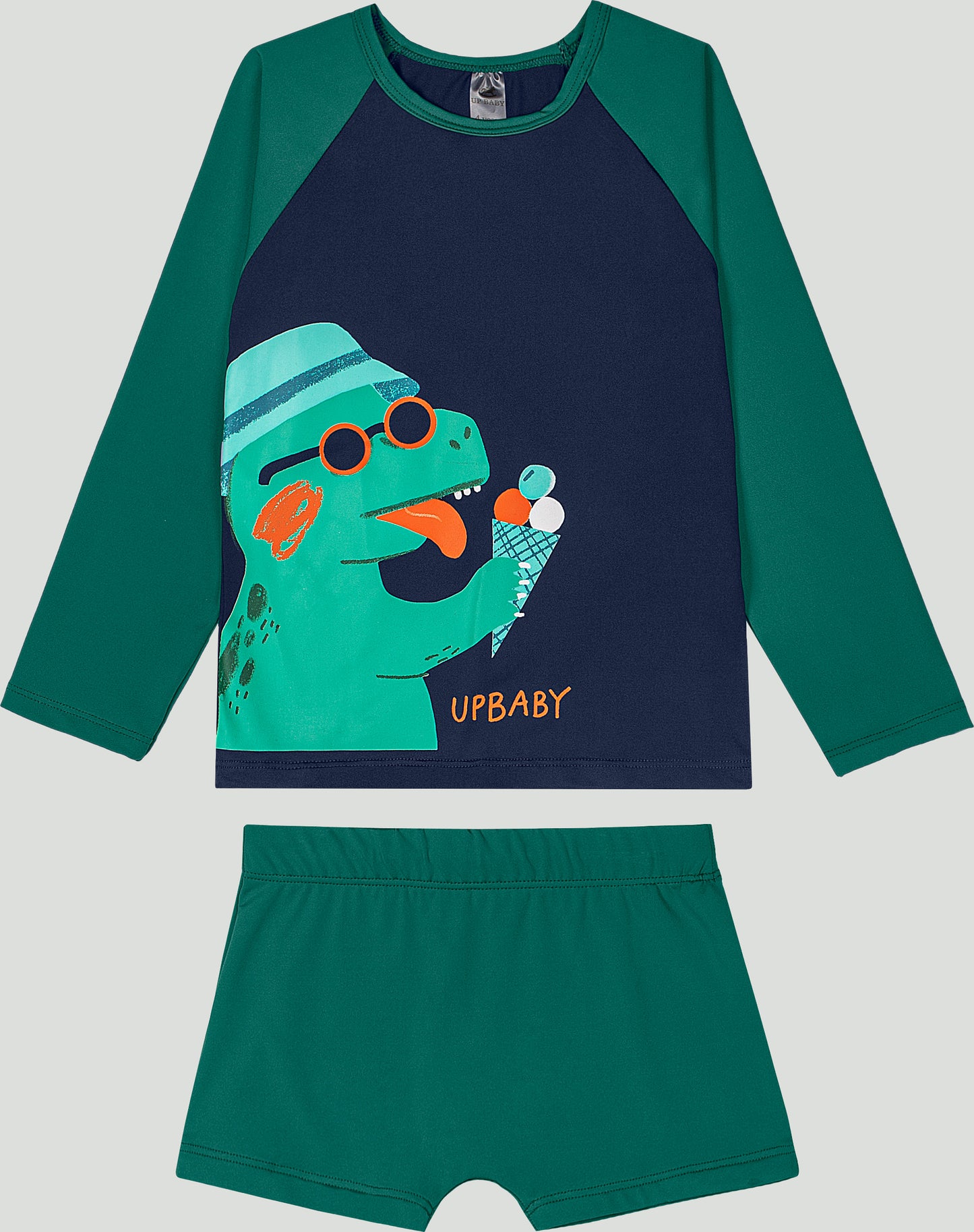 Set conjunto 2 piezas traje de baño Camisa verde azul short verde dinosaurio Up Baby 47097-185616