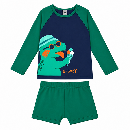 Set conjunto 2 piezas traje de baño Camisa verde azul short verde dinosaurio Up Baby 47097-185616