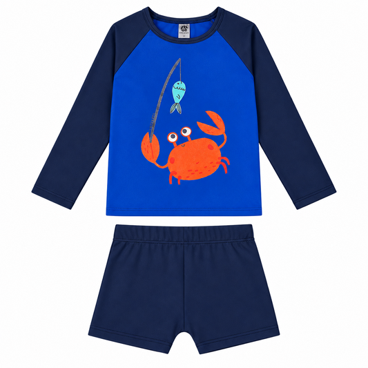 Set conjunto 2 piezas traje de baño camisa azul short azul cangrejo Up Baby 47097-193921