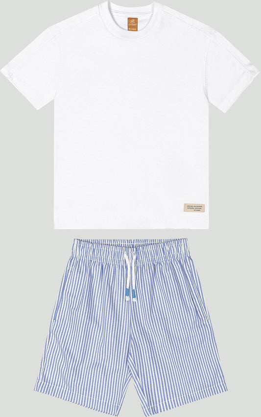 Set conjunto 2 piezas camisa blanca short azul niño Up Baby 47126-000101