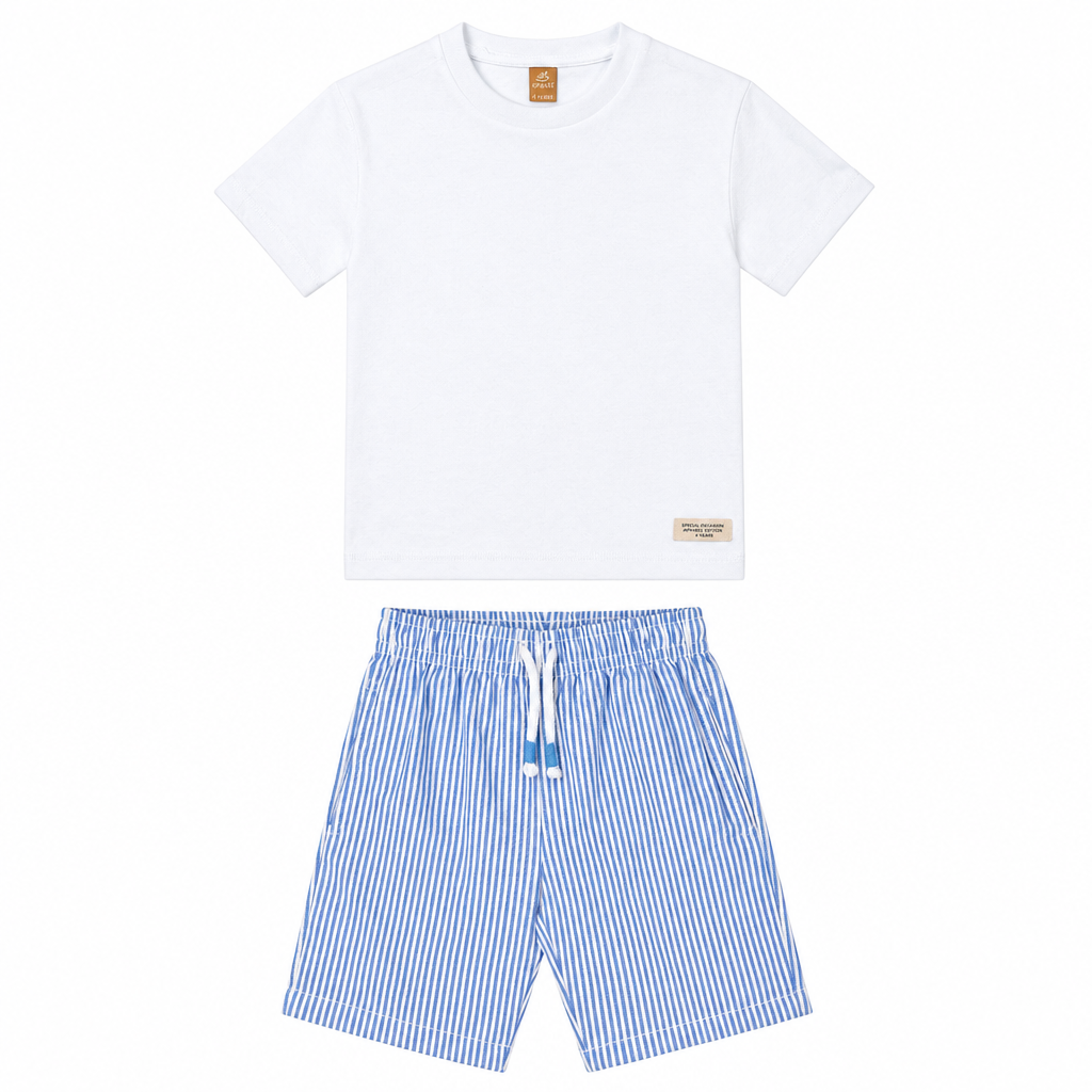 Set conjunto 2 piezas camisa blanca short azul niño Up Baby 47126-000101