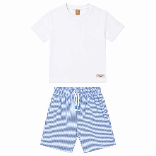 Set conjunto 2 piezas camisa blanca short azul niño Up Baby 47126-000101