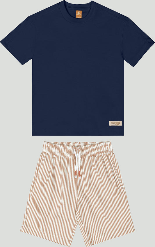 Set conjunto 2 piezas camisa azul oscuro short beige niño Up Baby 47126-193921