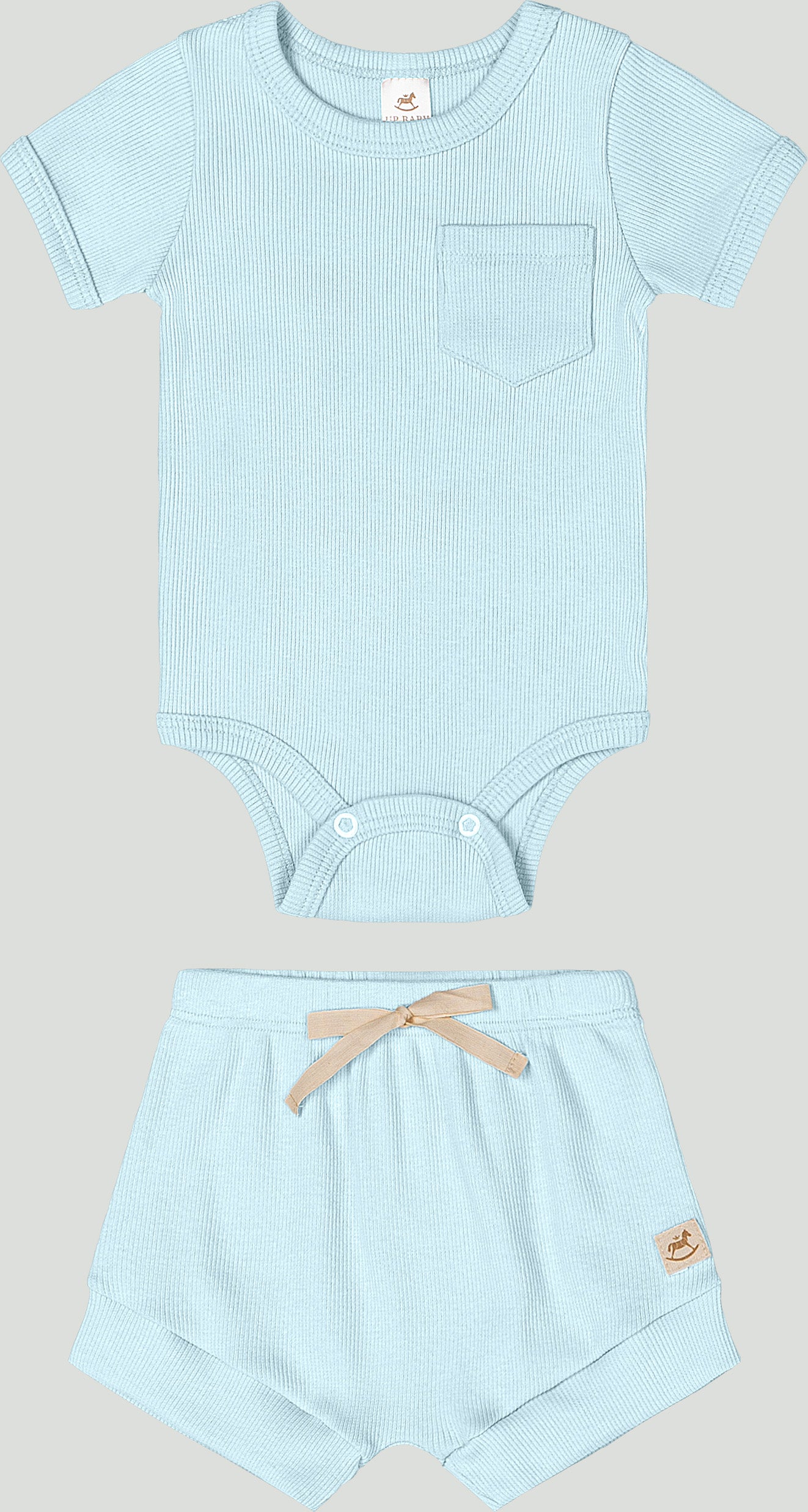 Set conjunto 2 piezas mameluco short azul celeste bebe niño niña Up Baby 47130-124202