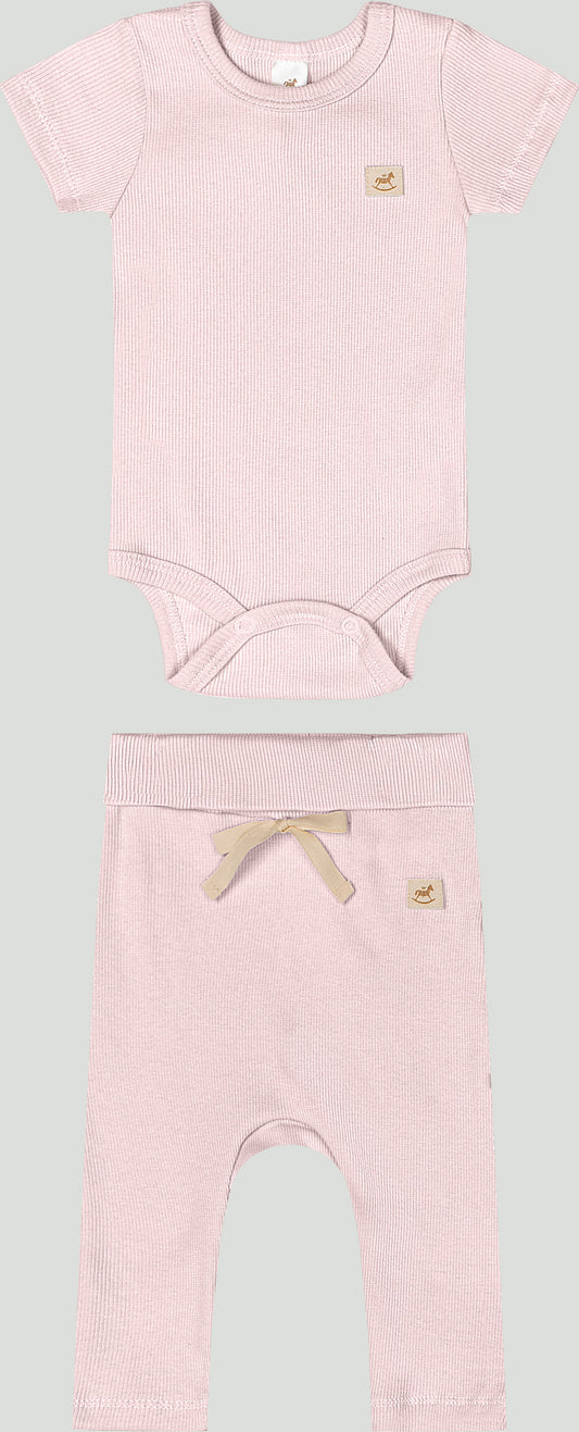 Set conjunto 2 piezas mameluco pantalón rosado bebe niña Up Baby 47131-112511 salida hospital