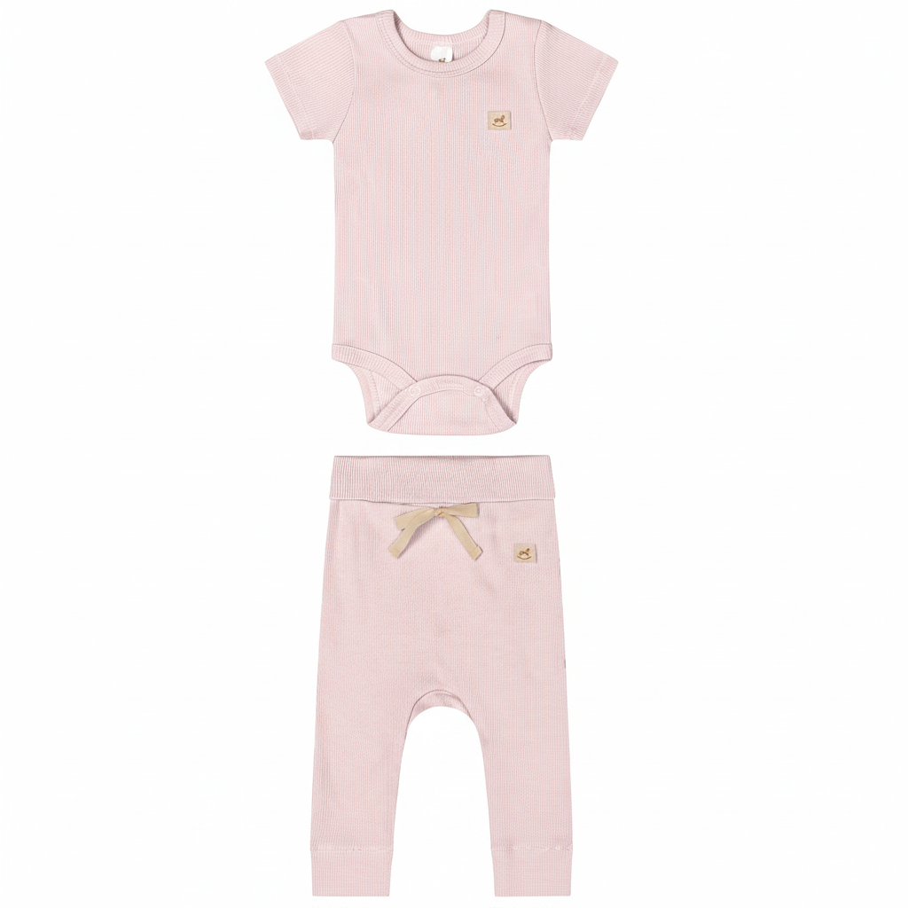 Set conjunto 2 piezas mameluco pantalón rosado bebe niña Up Baby 47131-112511 salida hospital