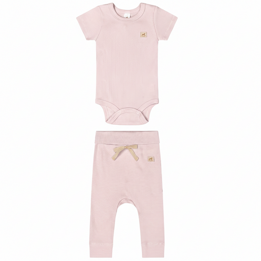 Set conjunto 2 piezas mameluco pantalón rosado bebe niña Up Baby 47131-112511 salida hospital