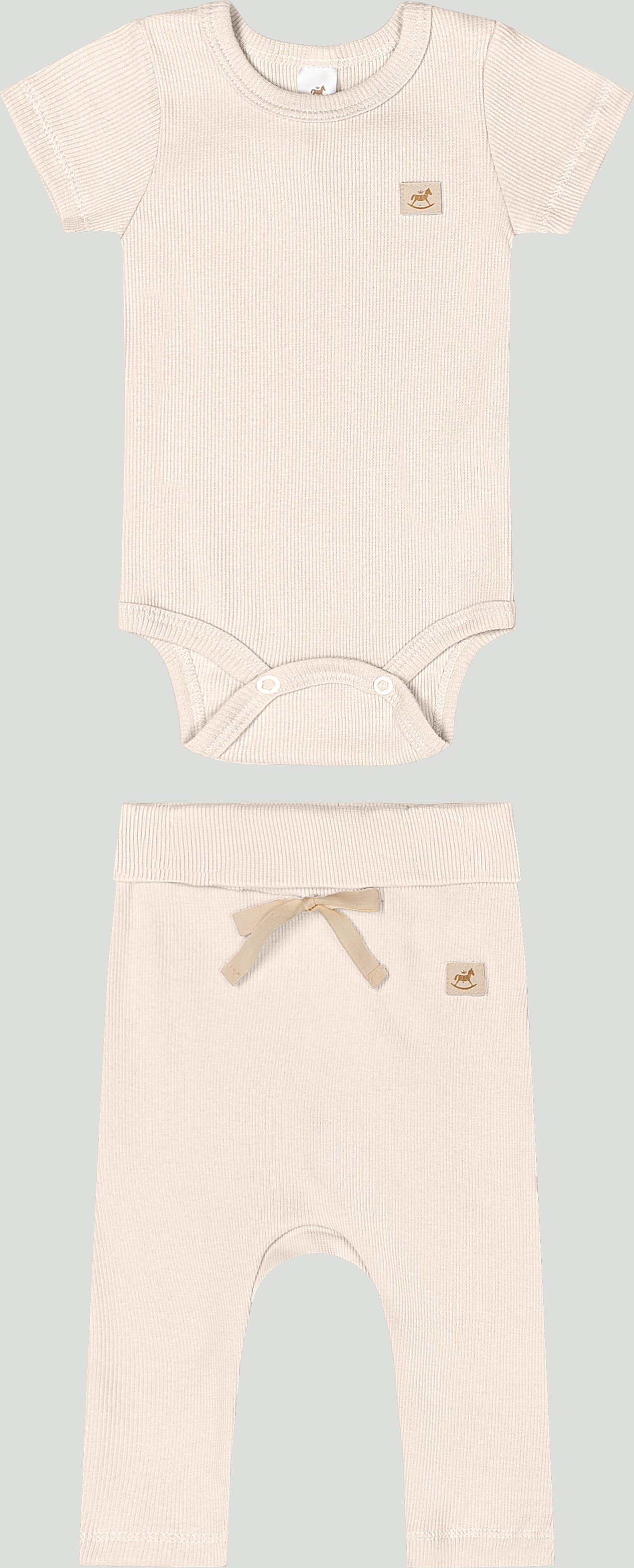 Set conjunto 2 piezas mameluco pantalón beige bebe niña Up Baby 47131-120304 salida hospital