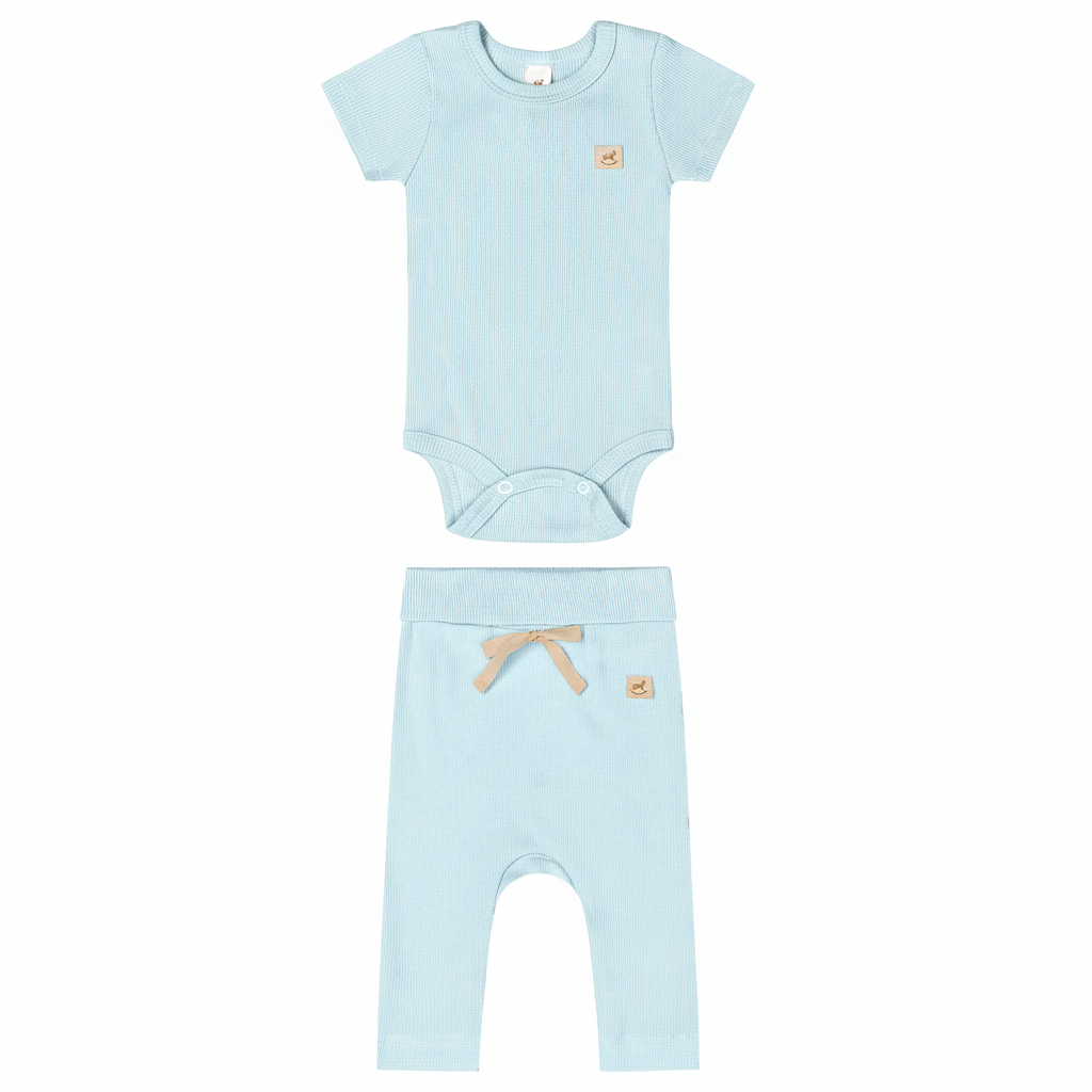 Set conjunto 2 piezas mameluco pantalon beige bebe niña Up Baby 47131-124202 salida hospital