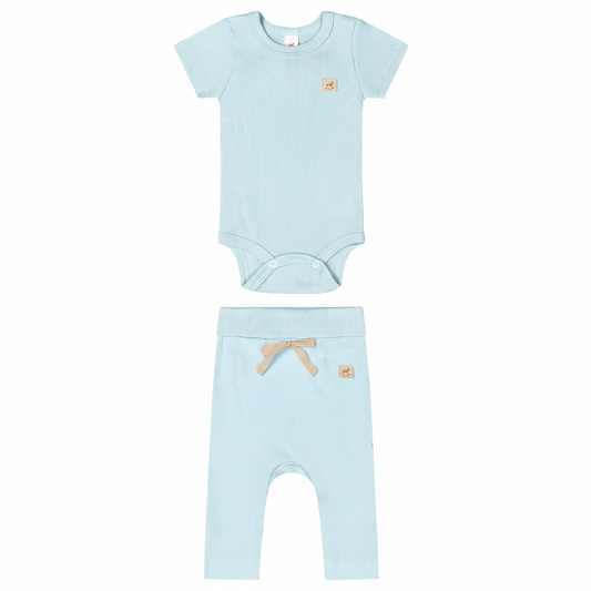 Set conjunto 2 piezas mameluco pantalon beige bebe niña Up Baby 47131-124202 salida hospital
