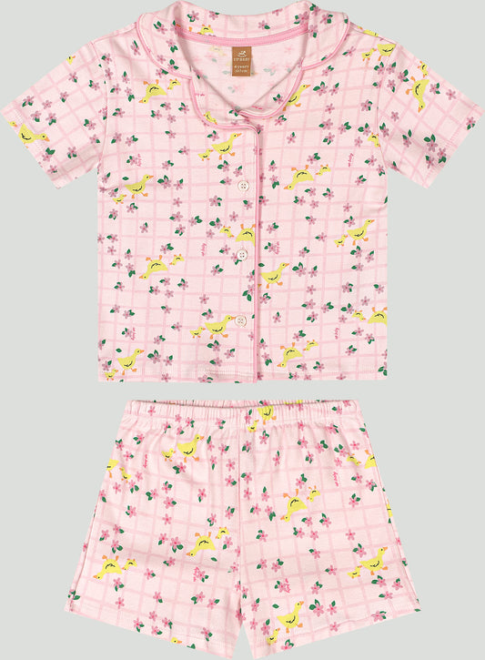 Set conjunto 2 piezas pijama rosada flores niña Up Baby 47145-XAD064