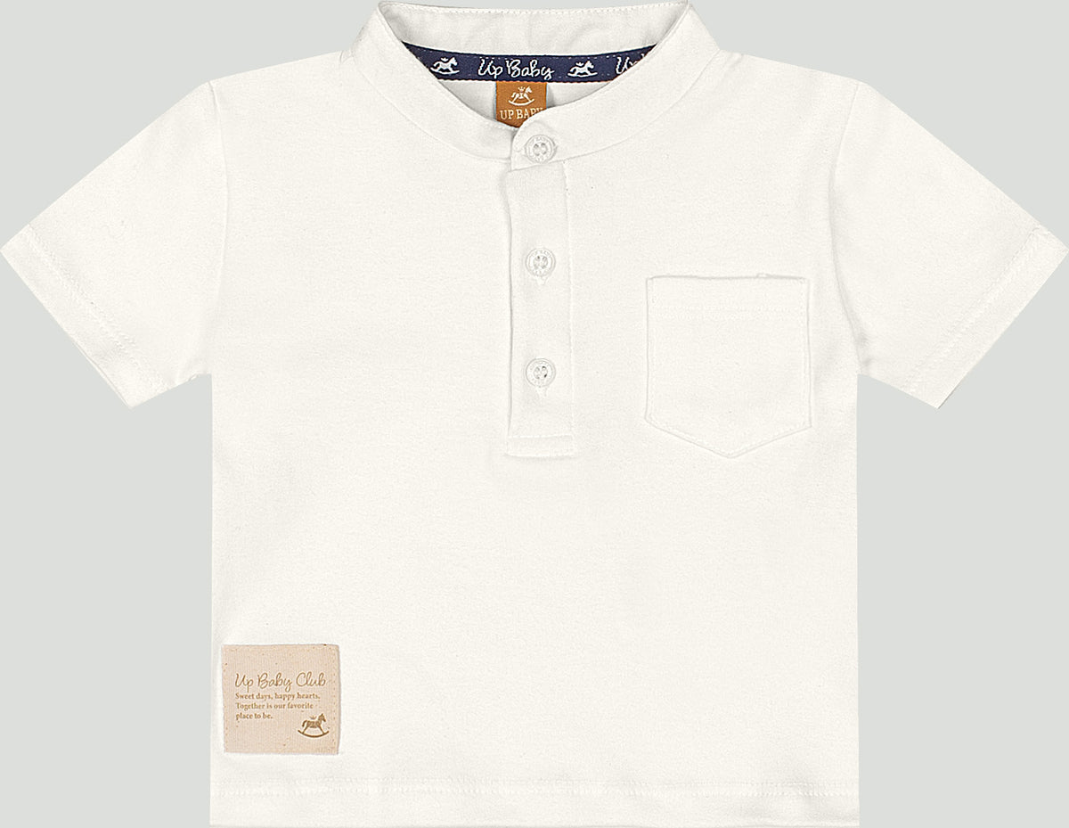 Set conjunto  camisa blanca henley short azul cuadros bebe niño Up Baby 47175-000106