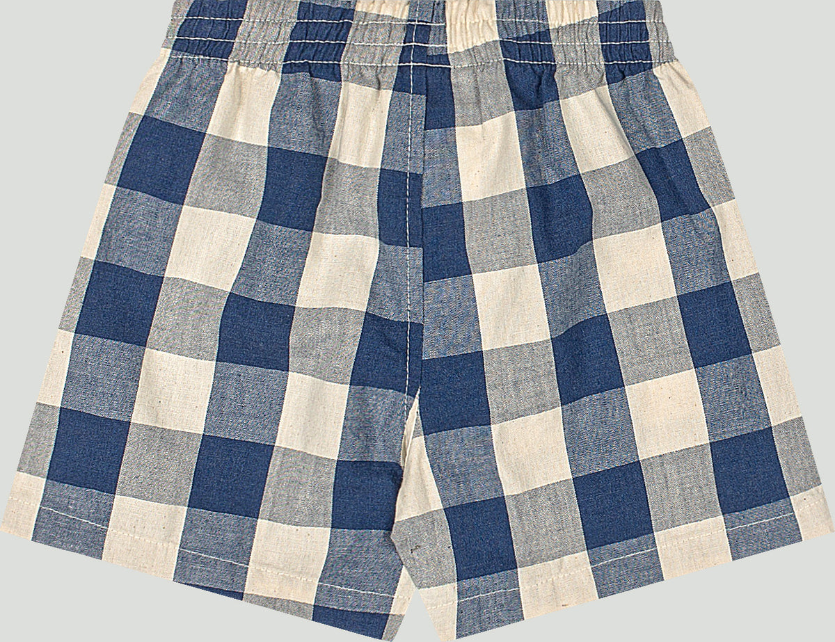 Set conjunto  camisa blanca henley short azul cuadros bebe niño Up Baby 47175-000106