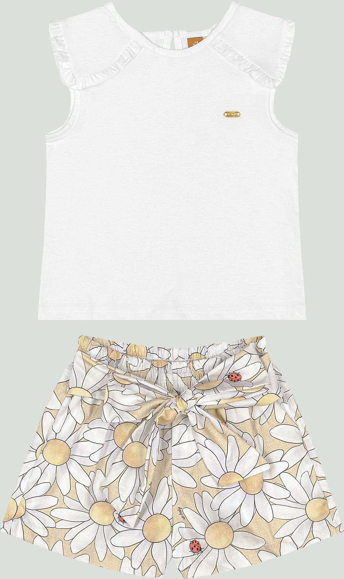 Set conjunto camisa blanca short flores blanco amarillo bebe niña Up Baby 47191-000106