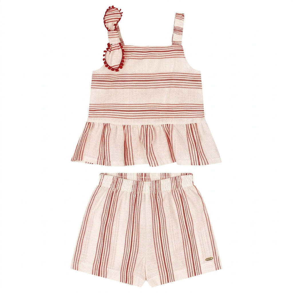 Set conjunto  camisa short blanco rojo rayas niña Up Baby 47207-181763