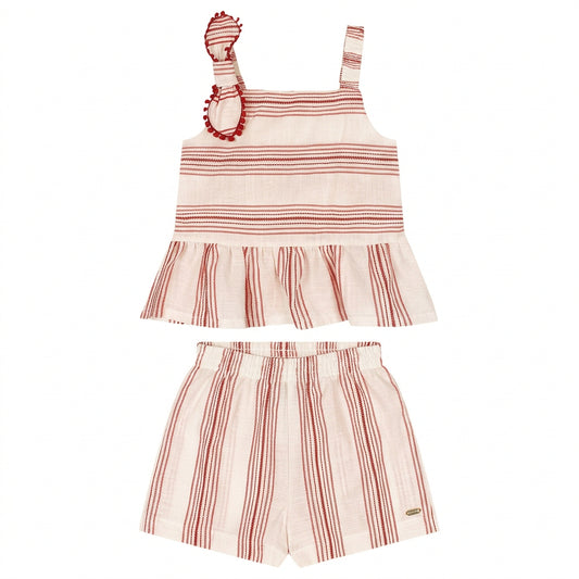 Set conjunto  camisa short blanco rojo rayas niña Up Baby 47207-181763
