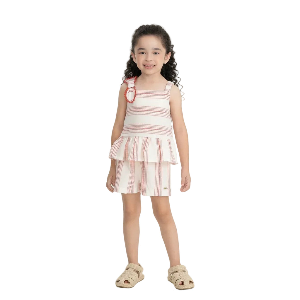 Set conjunto  camisa short blanco rojo rayas niña Up Baby 47207-181763