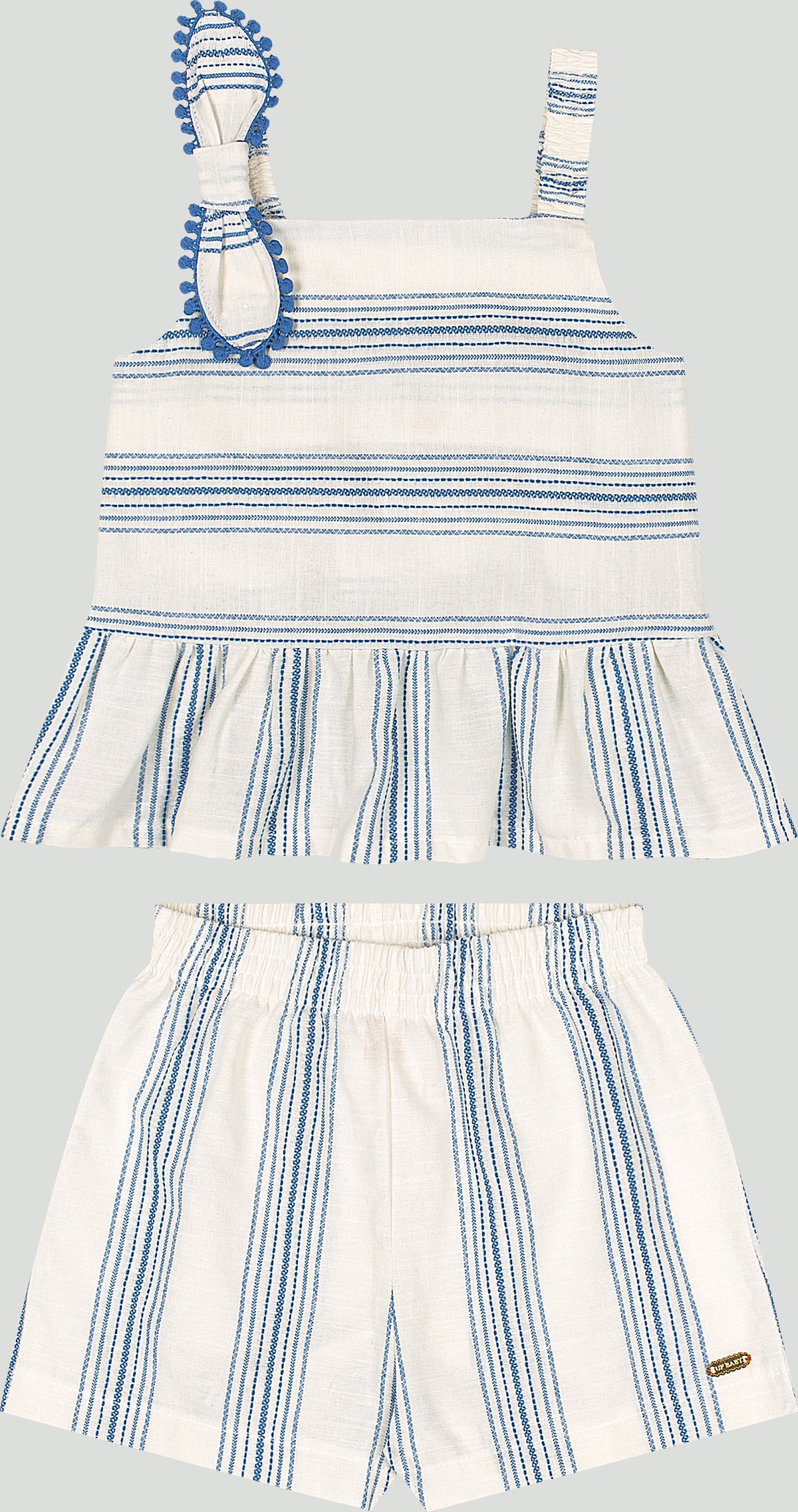 Set conjunto camisa short blanco azul rayas niña Up Baby 47207-184141
