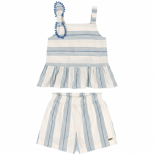 Set conjunto camisa short blanco azul rayas niña Up Baby 47207-184141