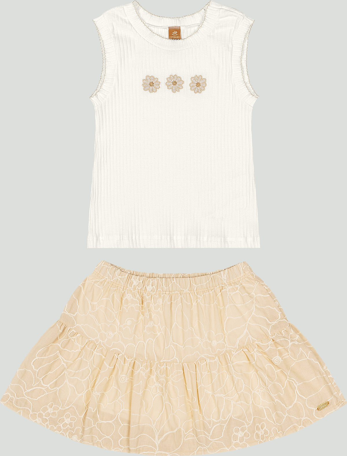 Set conjunto camisa blanca falda short tutu beige niña Up Baby 47209-000279