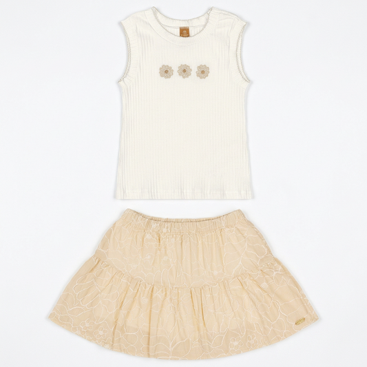 Set conjunto camisa blanca falda short tutu beige niña Up Baby 47209-000279
