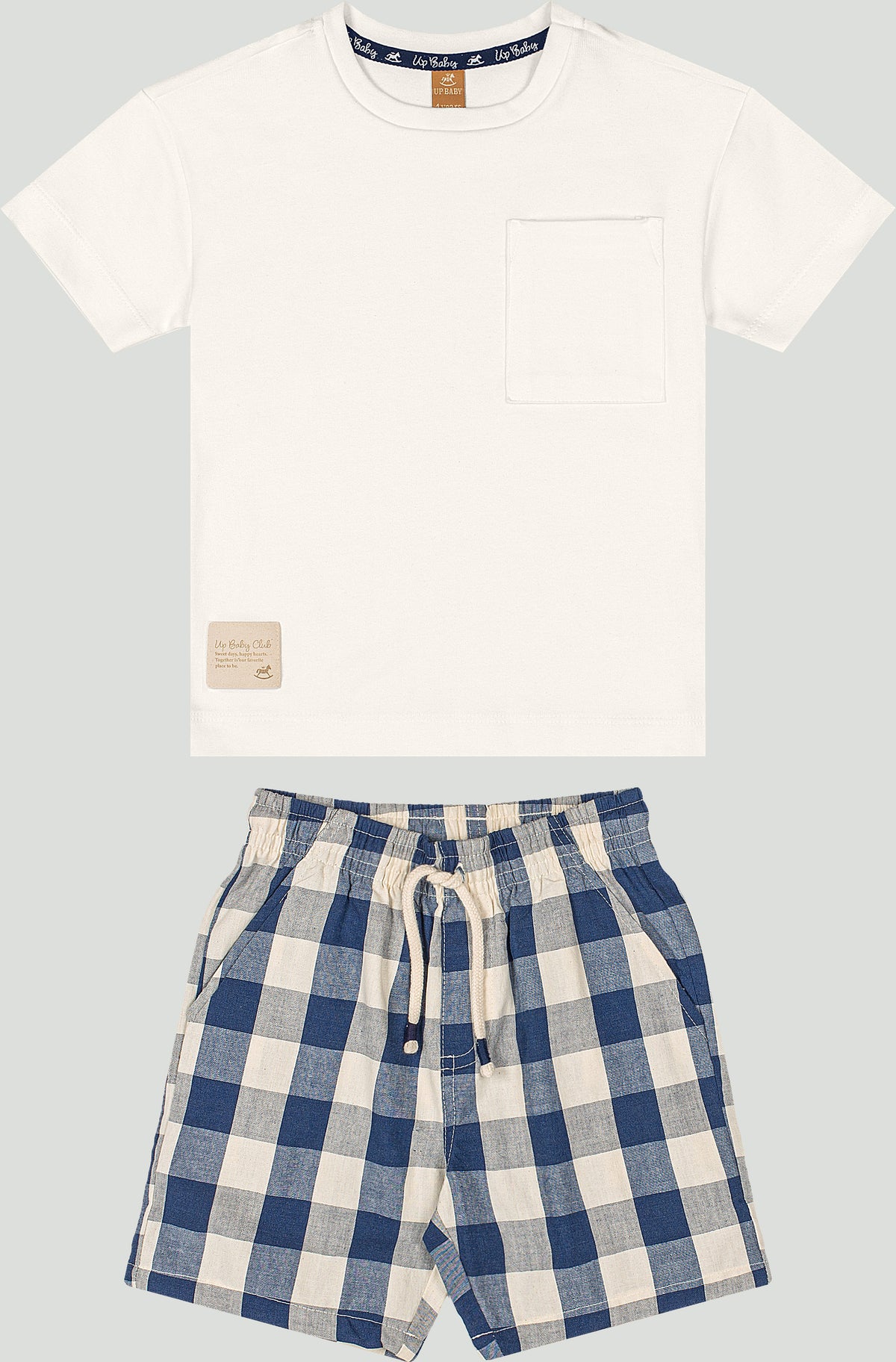 Set conjunto camisa blanca short cuadros azul niño Up Baby 47226-000106