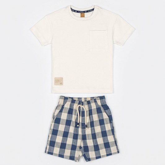 Set conjunto camisa blanca short cuadros azul niño Up Baby 47226-000106