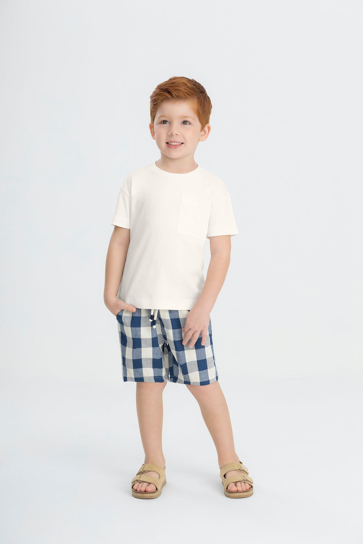 Set conjunto camisa blanca short cuadros azul niño Up Baby 47226-000106