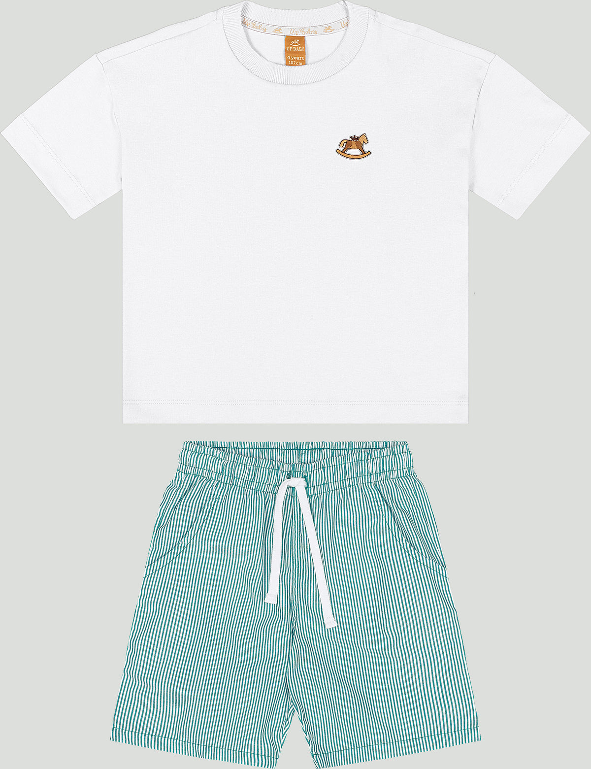 Set conjunto  camisa blanca short rayas verde acqua niño Up Baby 47227-000101