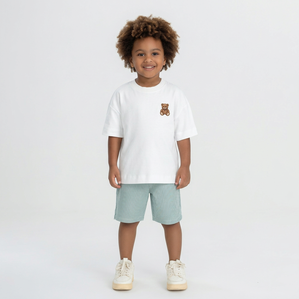 Set conjunto  camisa blanca short rayas verde acqua niño Up Baby 47227-000101