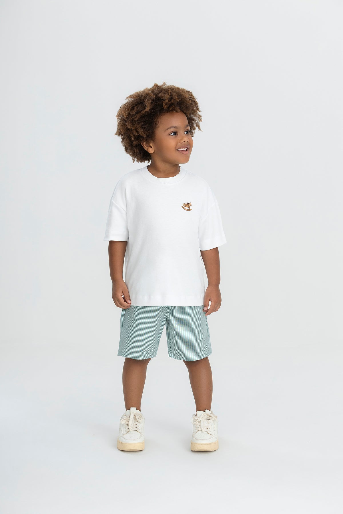 Set conjunto  camisa blanca short rayas verde acqua niño Up Baby 47227-000101