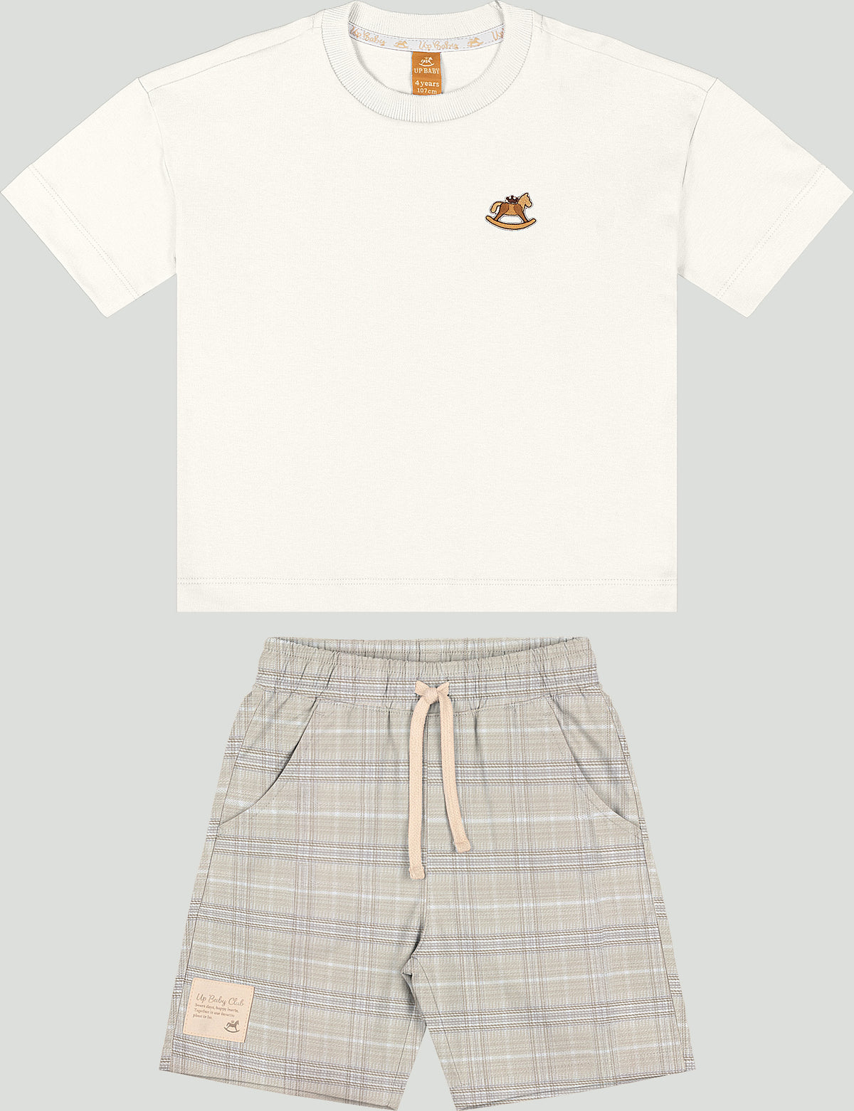 Set conjunto camisa blanca short rayas beige niño Up Baby 47227-000106