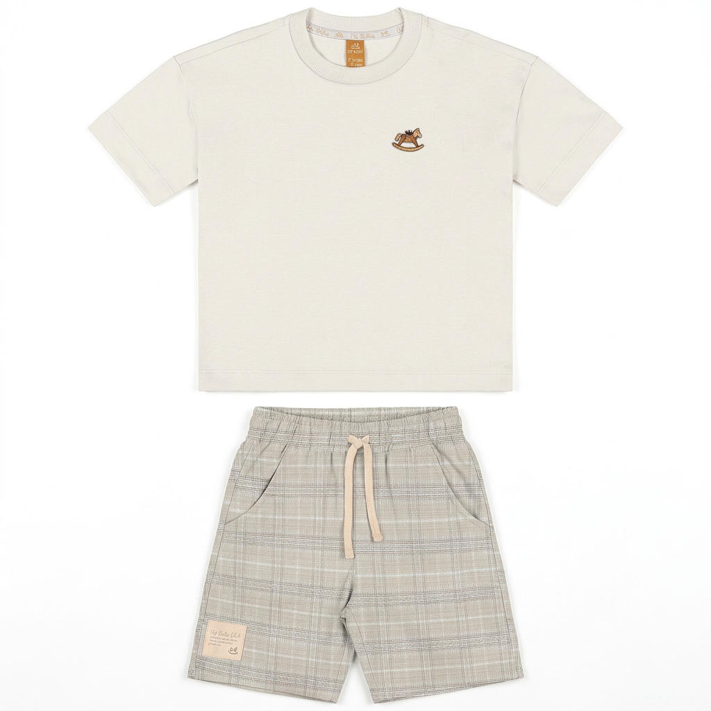 Set conjunto camisa blanca short rayas beige niño Up Baby 47227-000106
