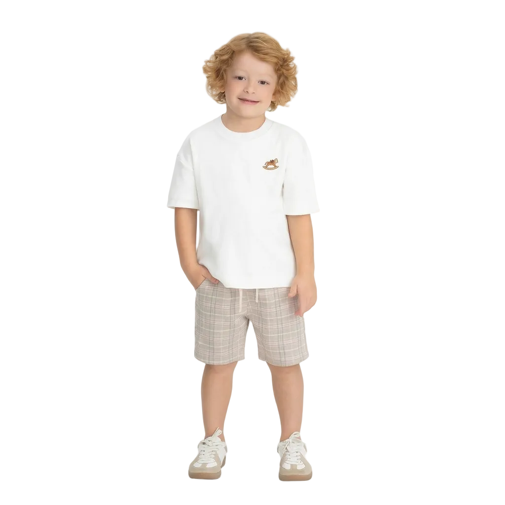Set conjunto camisa blanca short rayas beige niño Up Baby 47227-000106