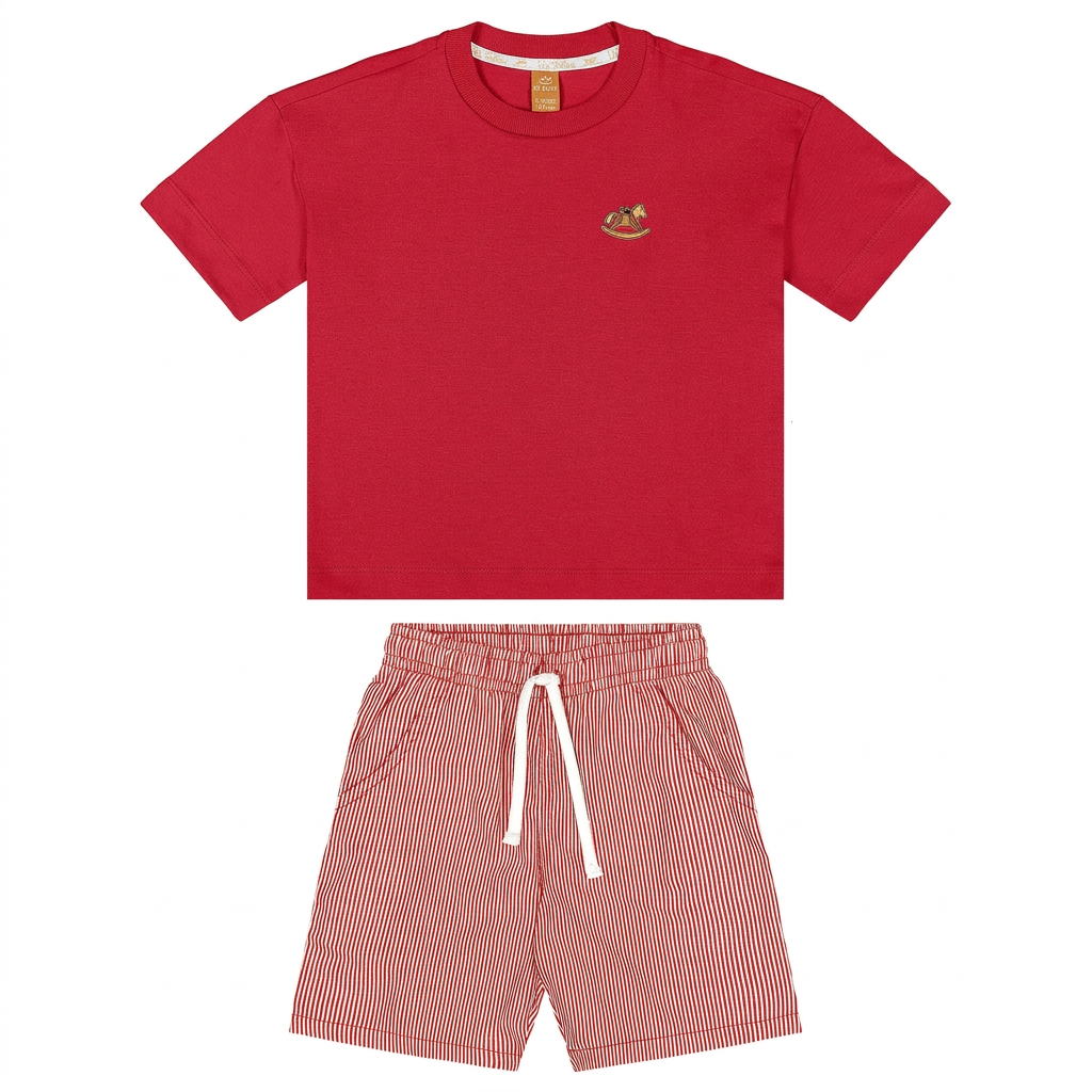 Set conjunto camisa roja short rayas rojo niño Up Baby 47227-191763