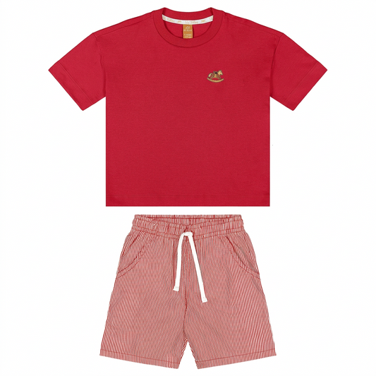 Set conjunto camisa roja short rayas rojo niño Up Baby 47227-191763