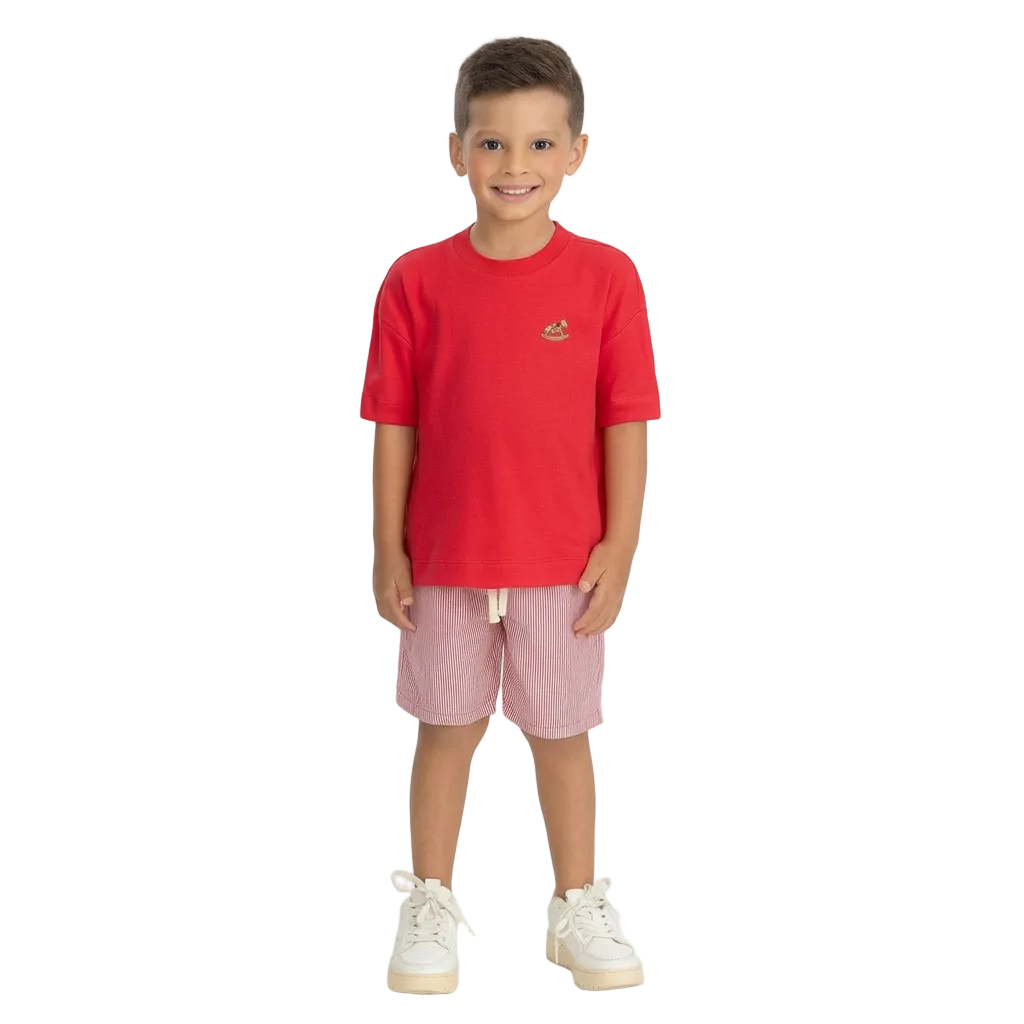 Set conjunto camisa roja short rayas rojo niño Up Baby 47227-191763