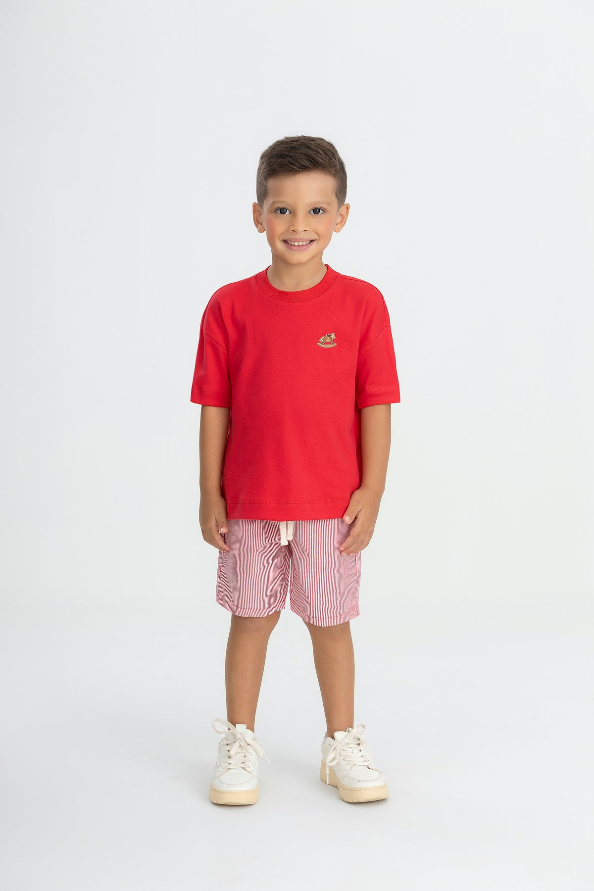 Set conjunto camisa roja short rayas rojo niño Up Baby 47227-191763